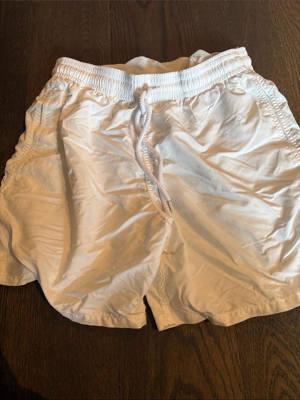 Men’s Vilebrequin White Swim Trunks with Elastic Waist